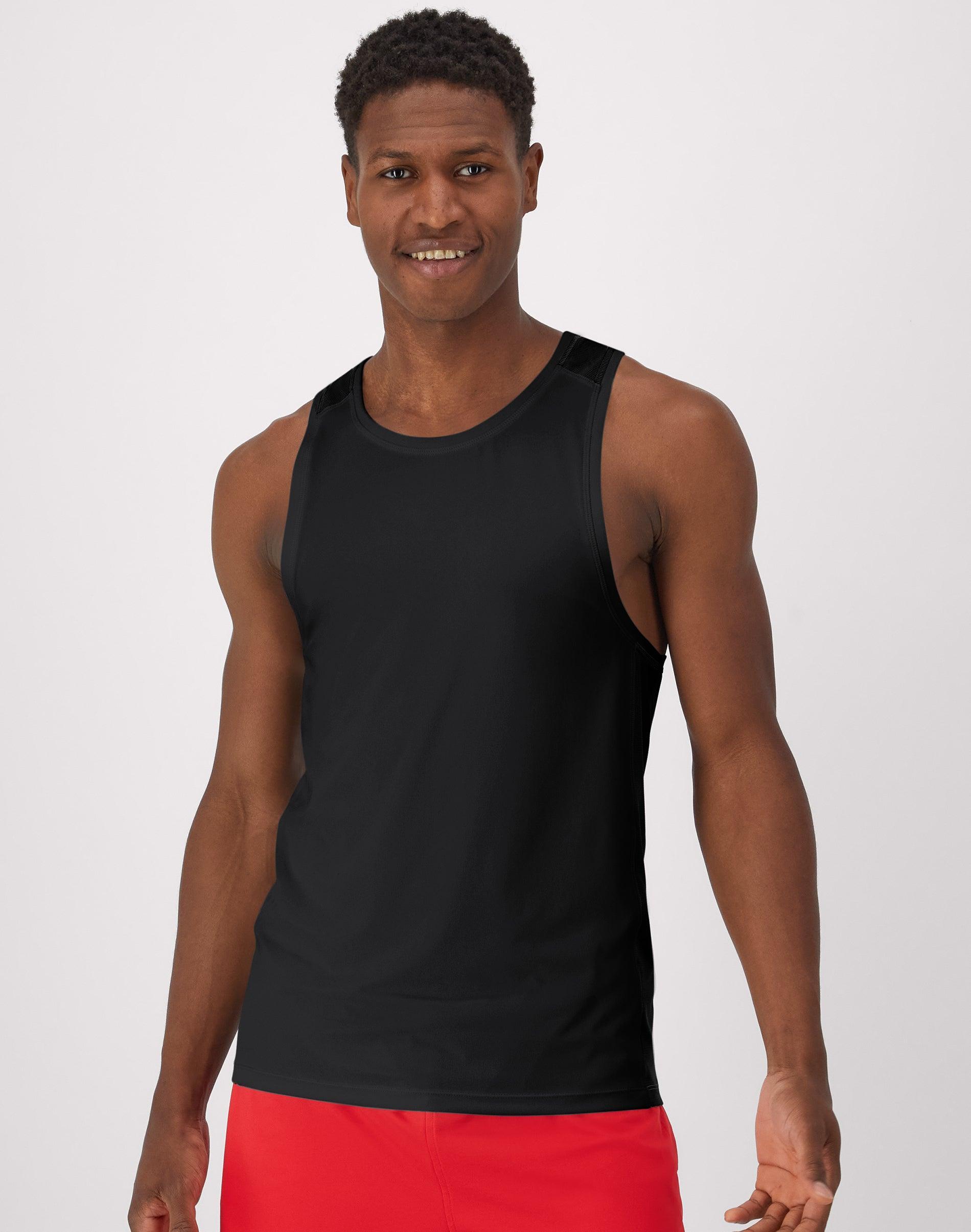 Hanes Moves Mens Air Mesh Tank Grey Encore/Black XS Product Image