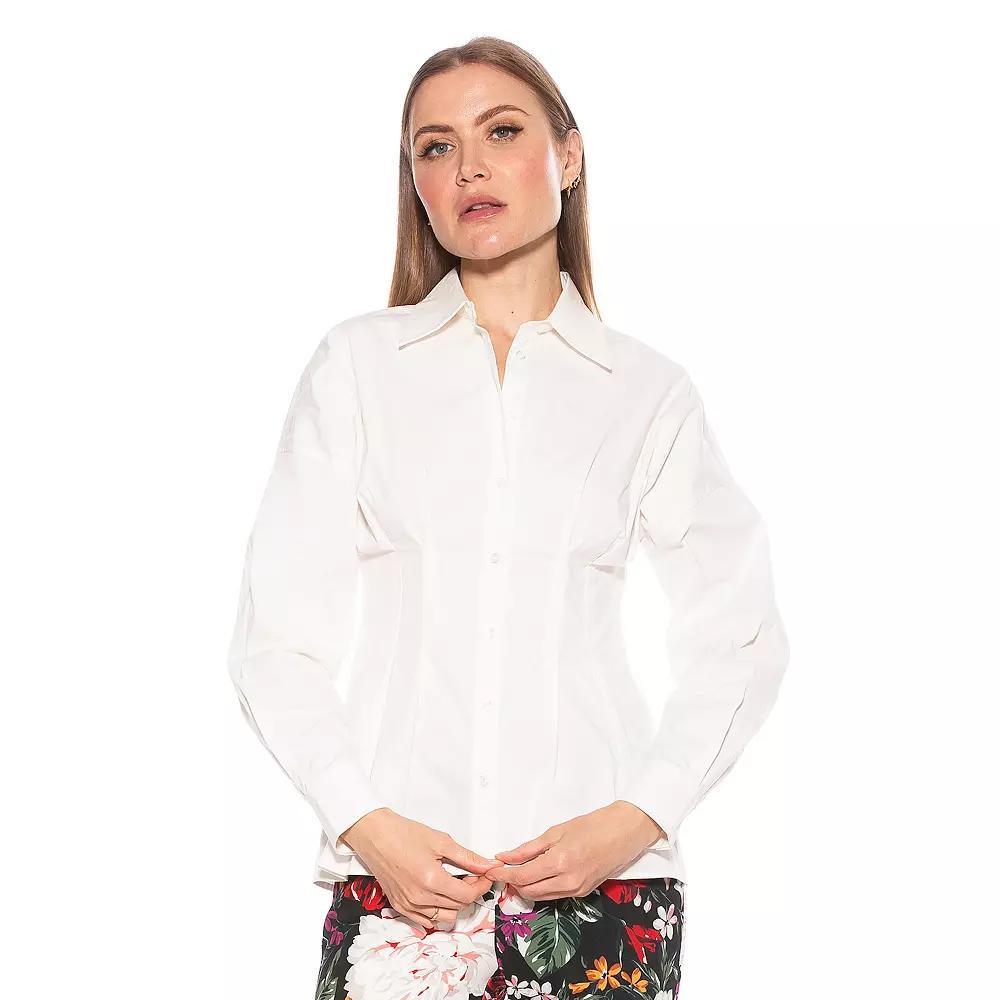 Women's ALEXIA ADMOR Calliope Long Sleeve Fitted Button Down Shirt, Size: 14, Floral Team Product Image