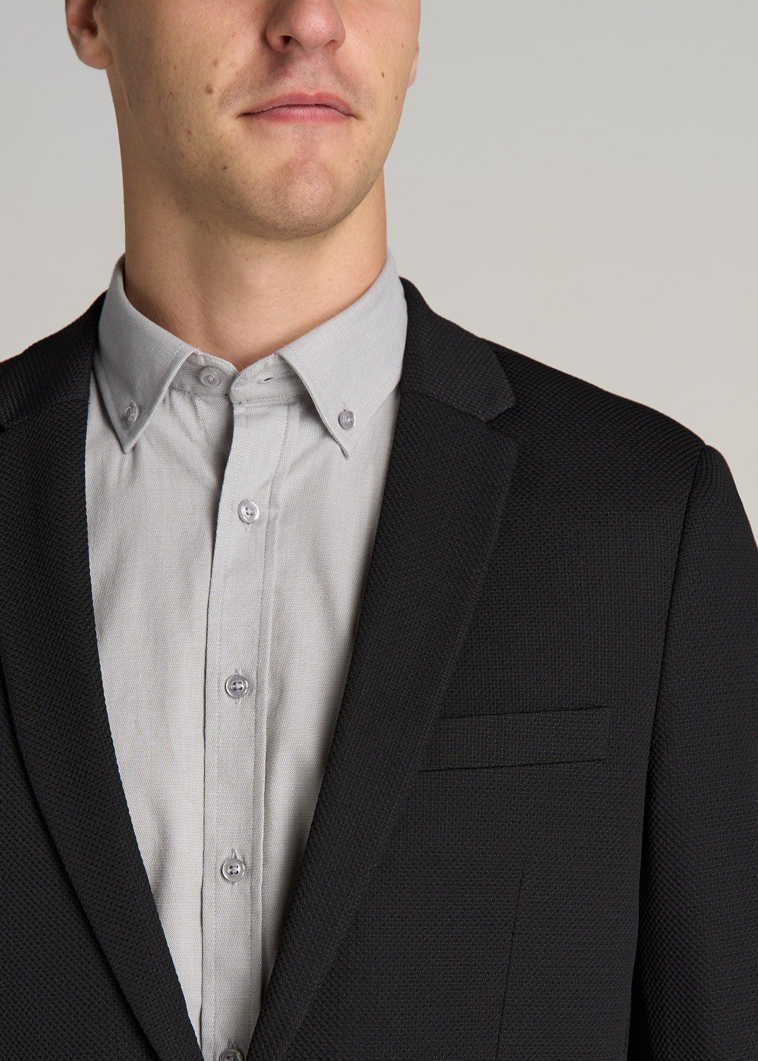 Textured Blazer for Tall Men in Black Product Image