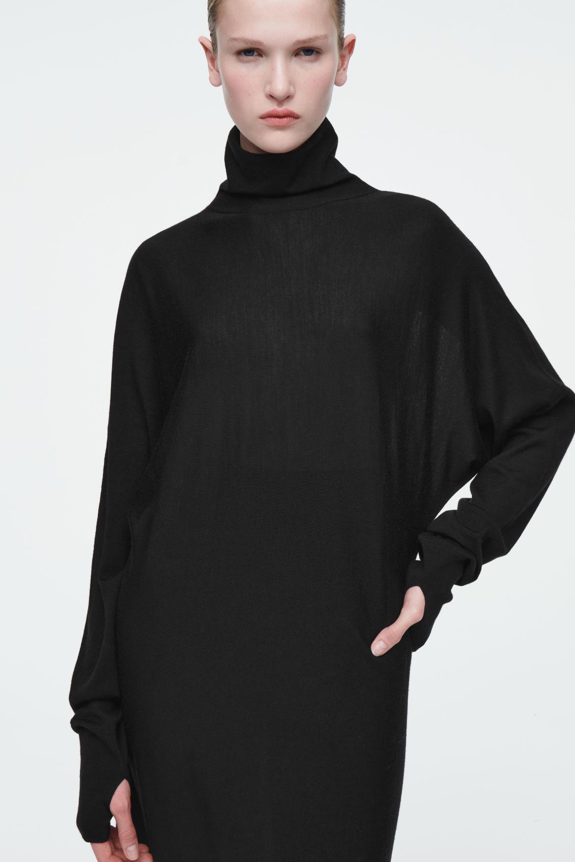 THE FUNNEL-NECK MERINO WOOL DRESS Product Image