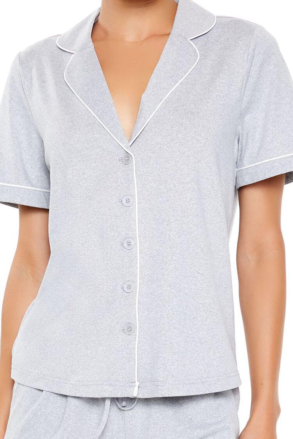 Piped-Trim Shirt & Shorts Pajama Set | Forever 21 Product Image