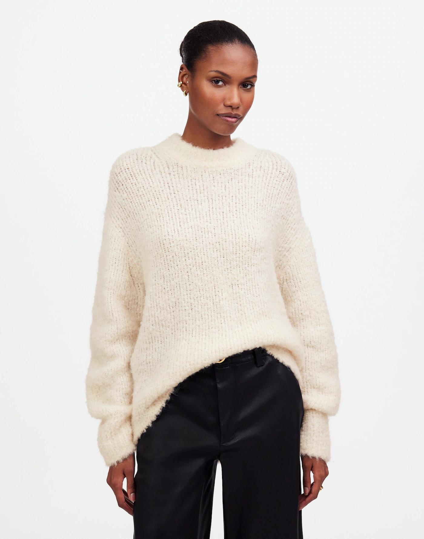 Wool-Alpaca Blend Bouclé-Knit Oversized Sweater Product Image