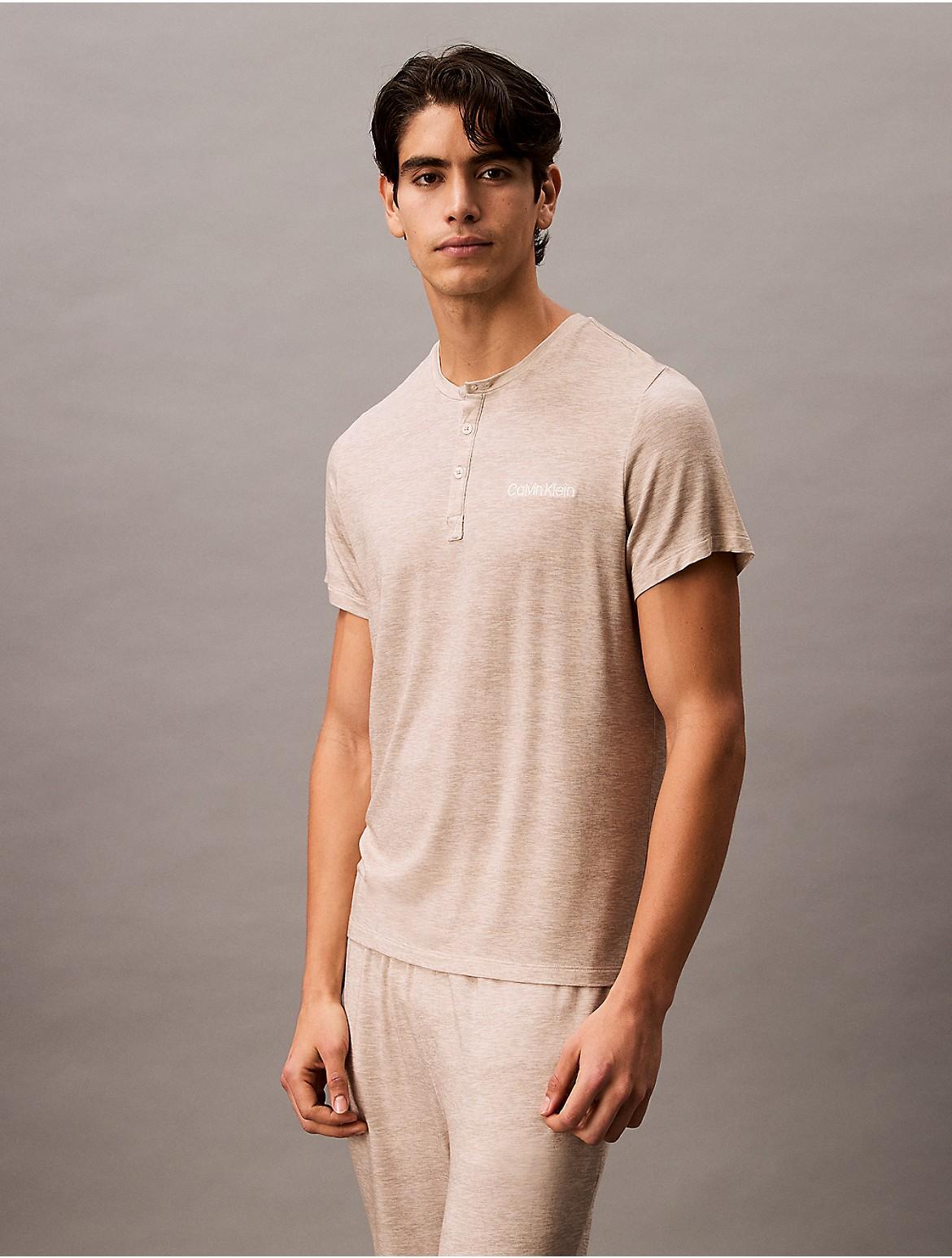 Calvin Klein Mens Ultra Soft Modal Henley Sleep T-Shirt - Blue Product Image