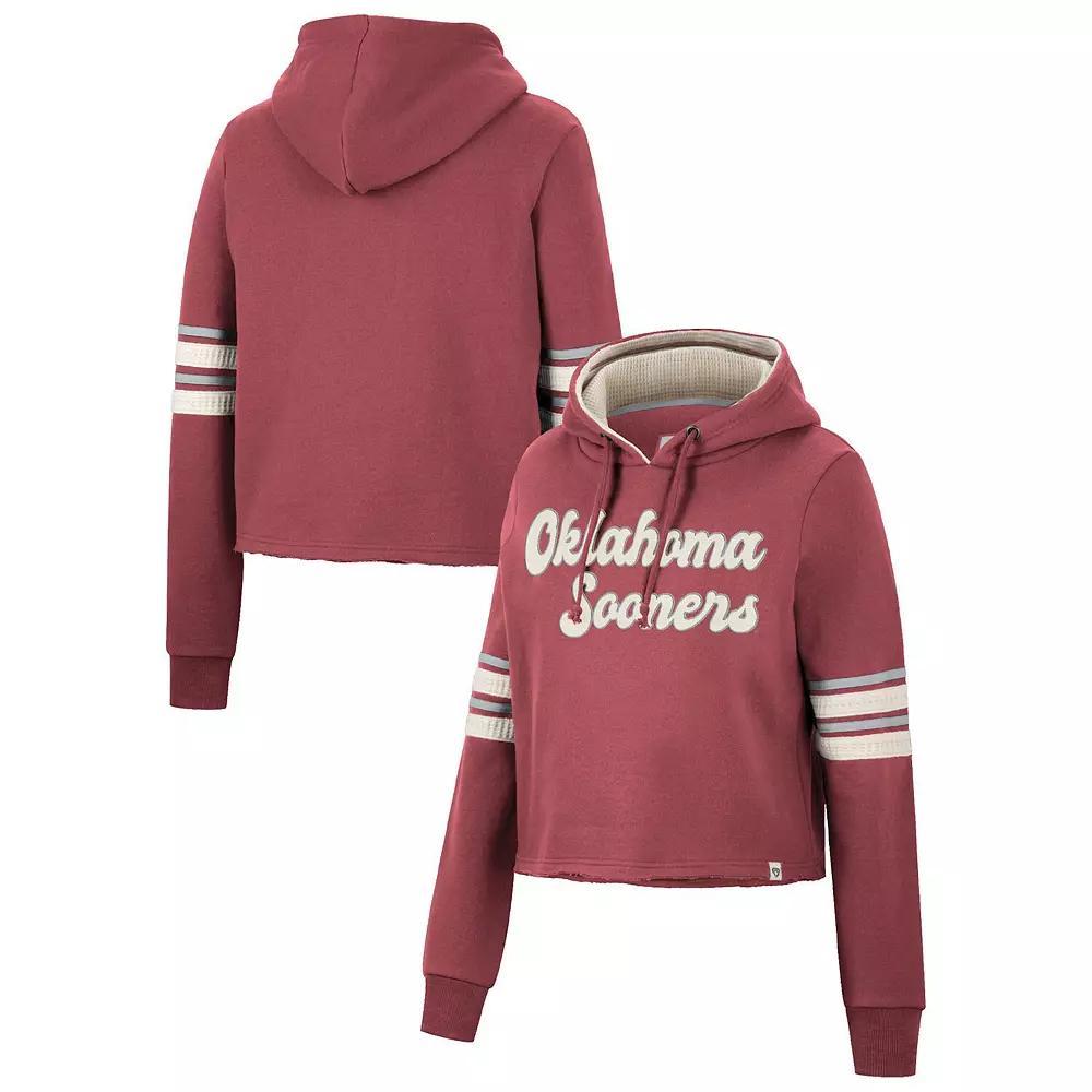 Women's Colosseum Crimson Oklahoma Sooners Retro Cropped Pullover Hoodie,  Product Image