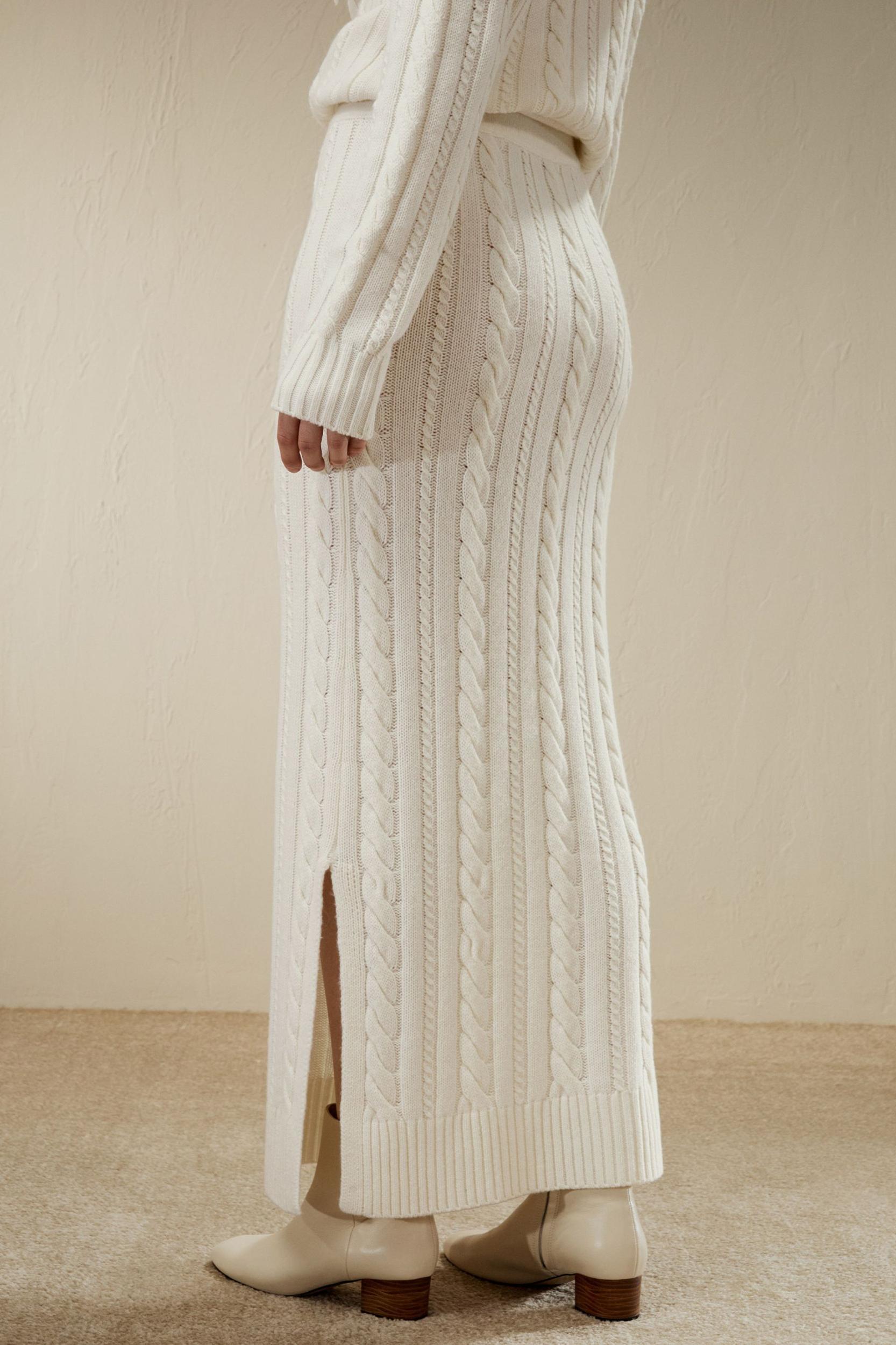 Cable Knit Wool Maxi Skirt Product Image