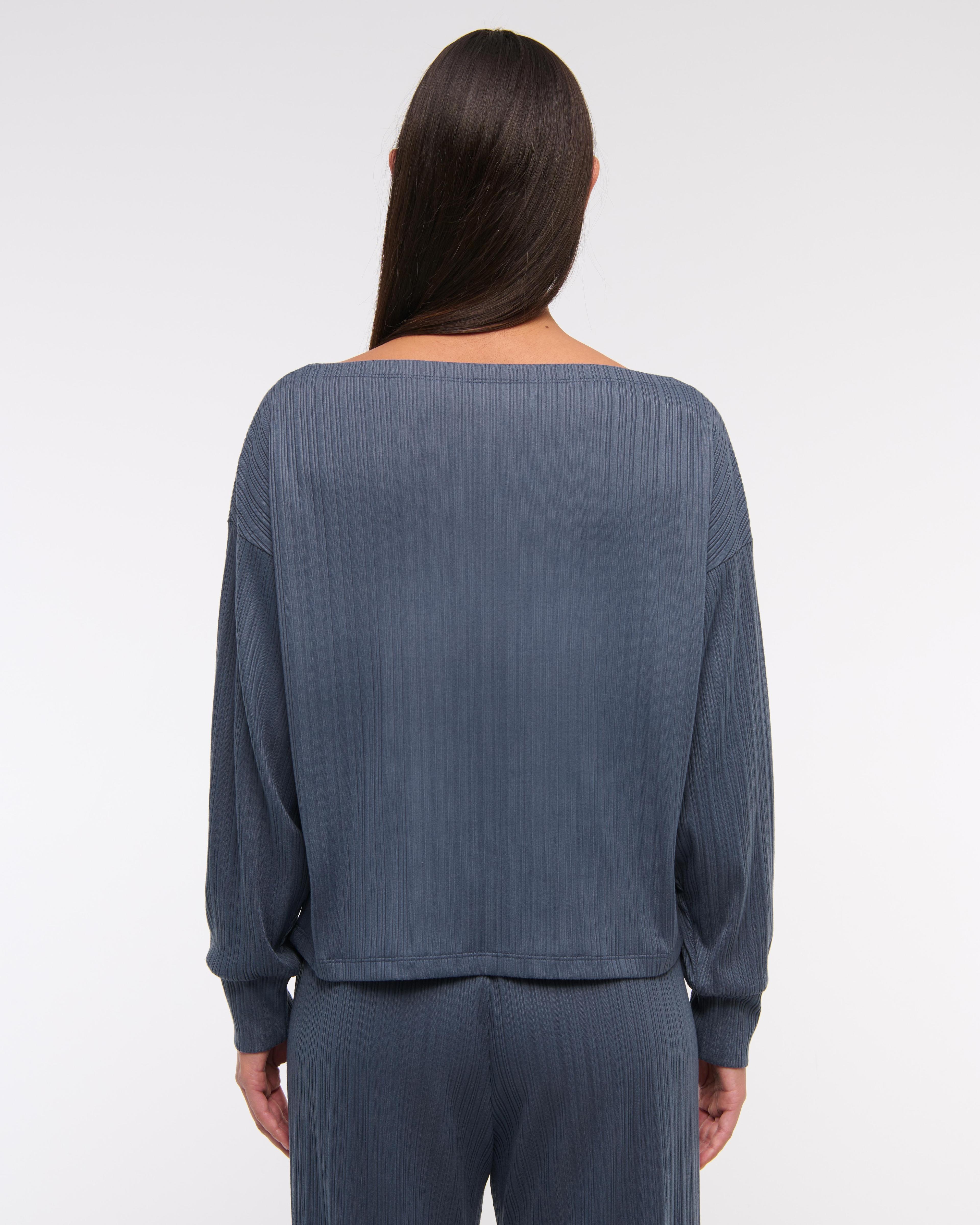 Long-Sleeve Lounge Wide Rib Slash Top Product Image