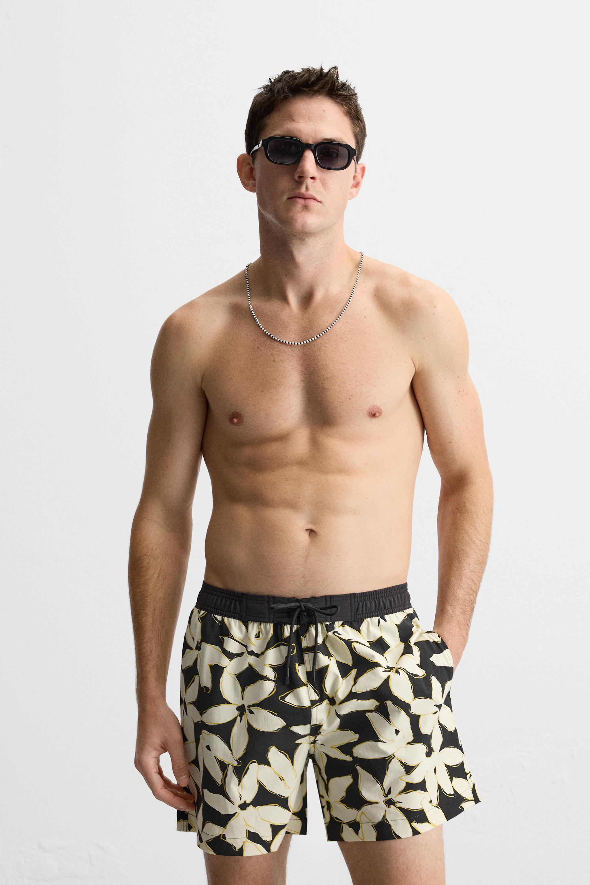 FLORAL PRINT LONG SWIMMING TRUNKS Product Image