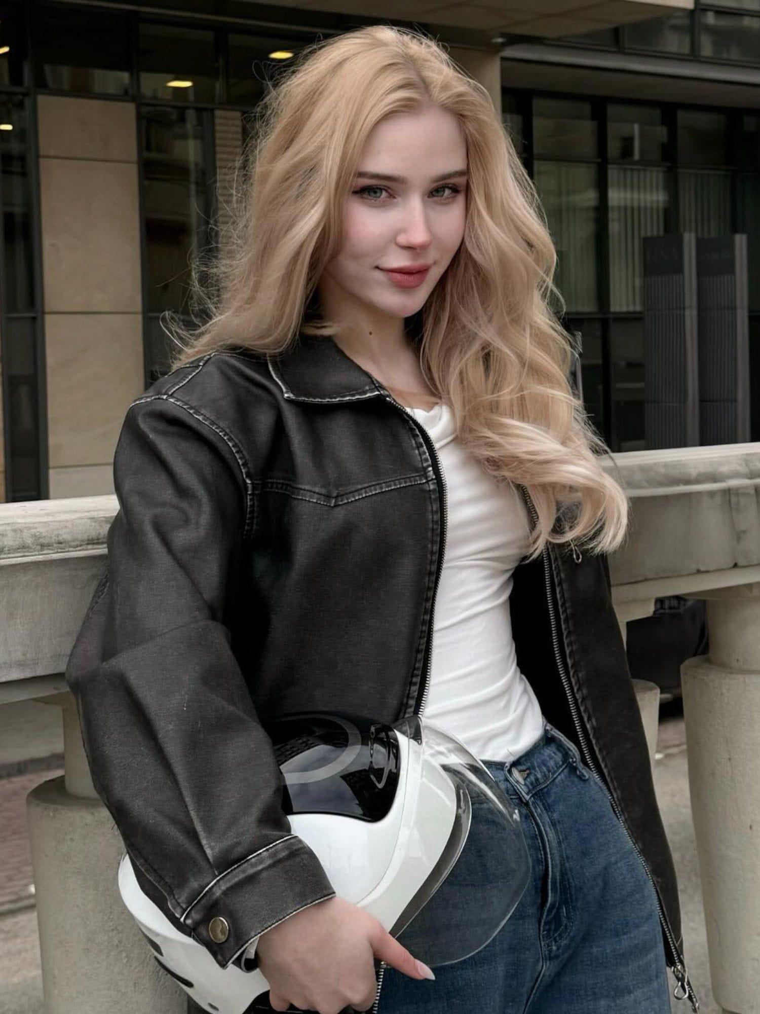 Aelfric Eden Retro Faux Leather Jacket Product Image