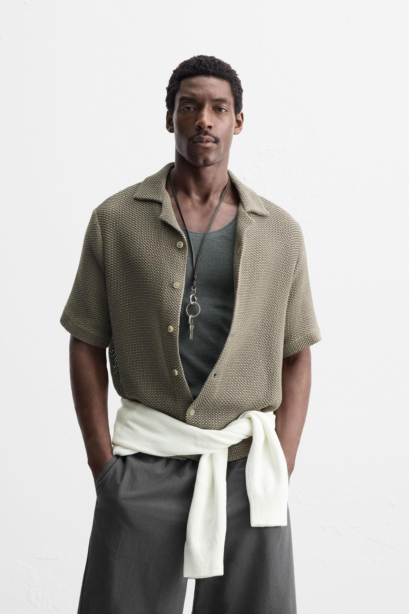 OPEN WEAVE TEXTURED SHIRT Product Image