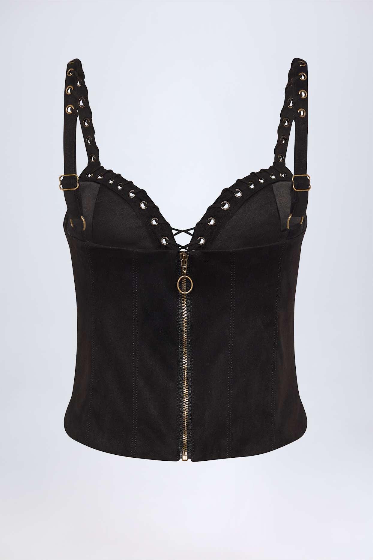 Lace-Up Top in Black Product Image