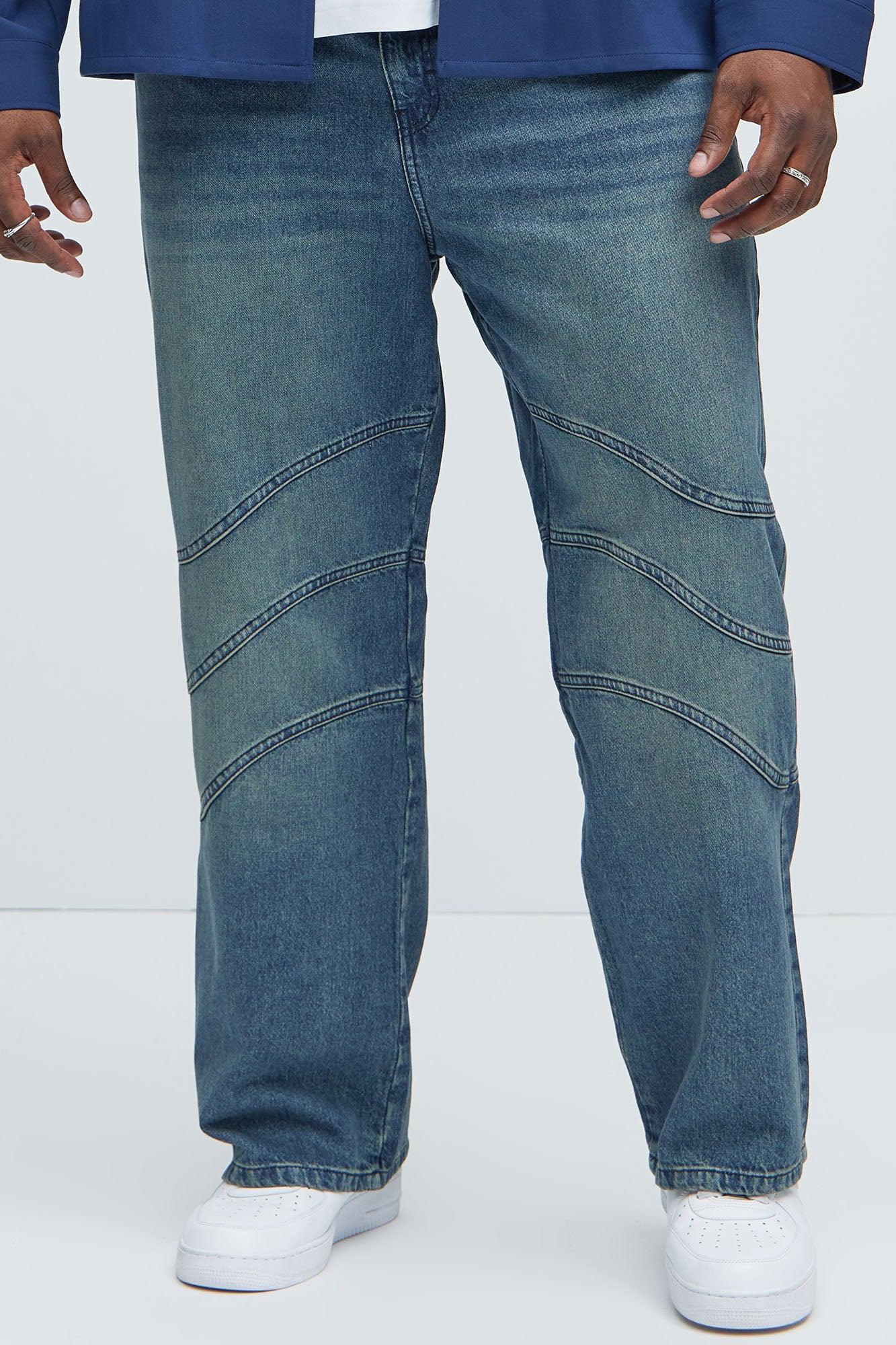 Taj Paneled Straight Jeans - Dark Wash Product Image