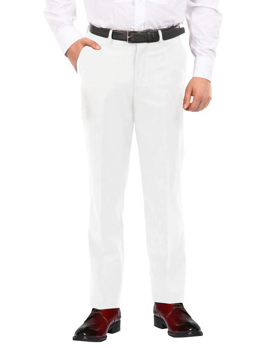 Navy Dress Pants Regular Leg Flat Front Pants Pre-Hemmed Product Image