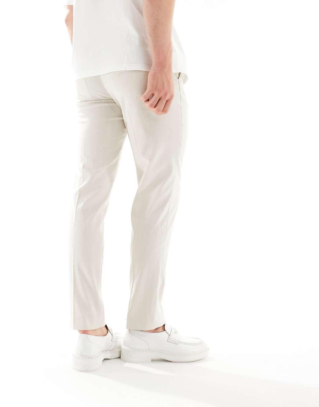 French Connection suit pants in beige and white stripe Product Image