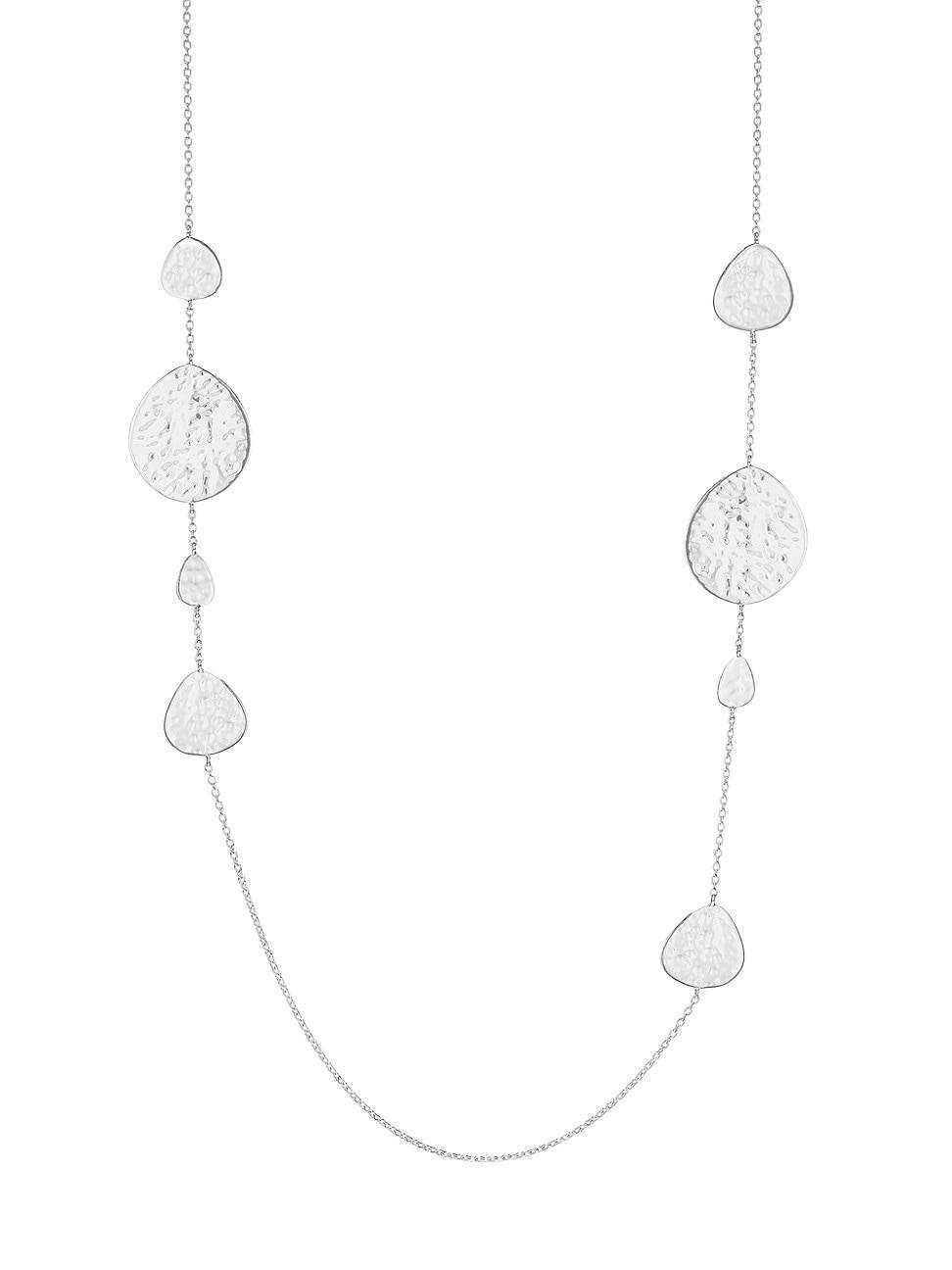 Crinkle Long Nomad Station Necklace in Sterling Silver Product Image