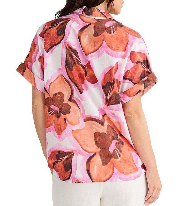 Brave + True Alice Short Sleeve Floral Print Button Down Blouse Product Image