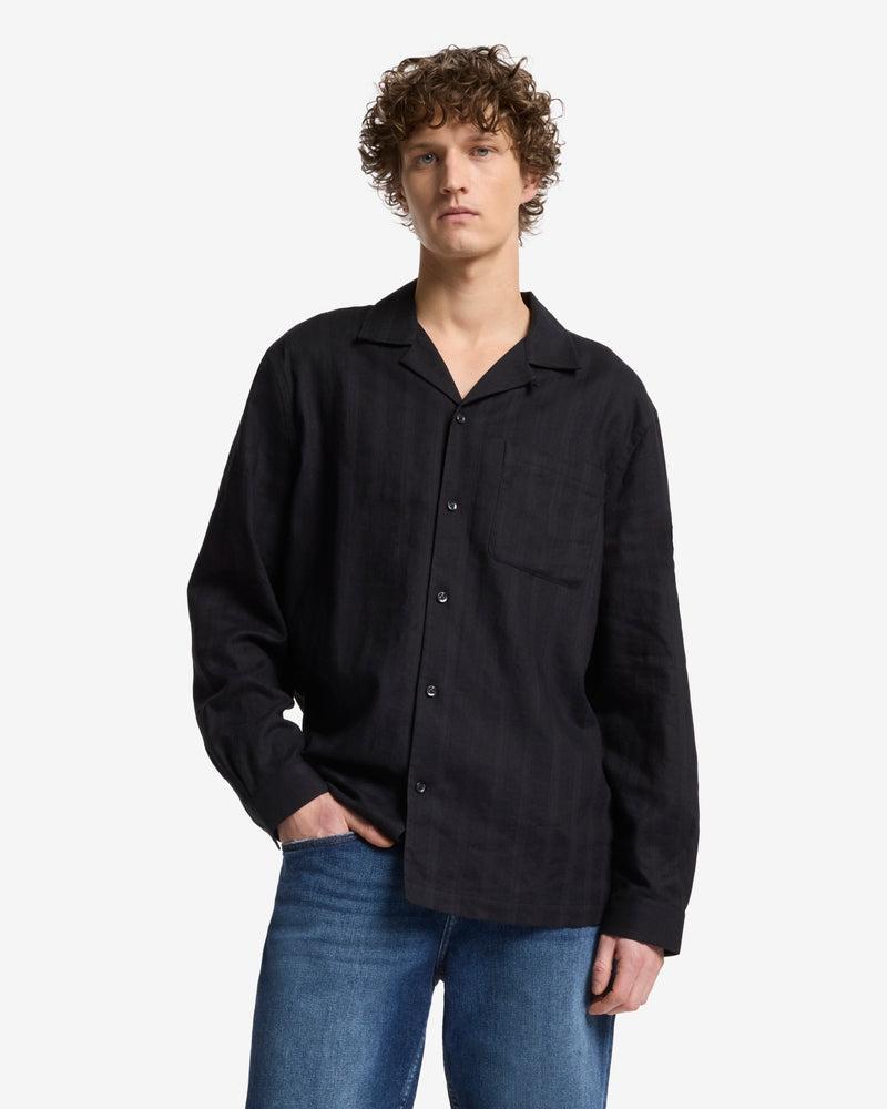 Linen Blend Long Sleeve Camp Shirt Product Image