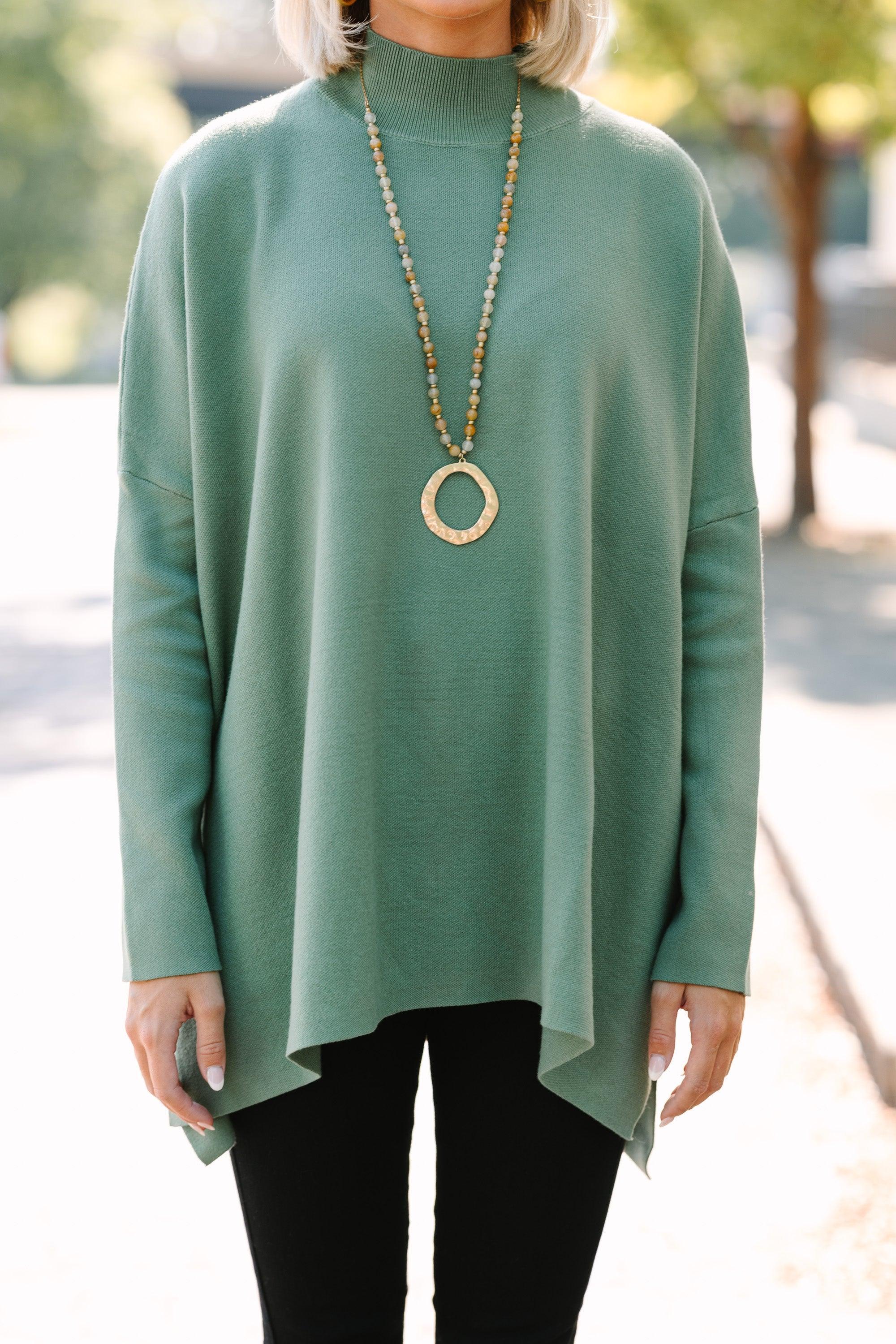 Going With You Olive Green Mock Neck Sweater Female Product Image