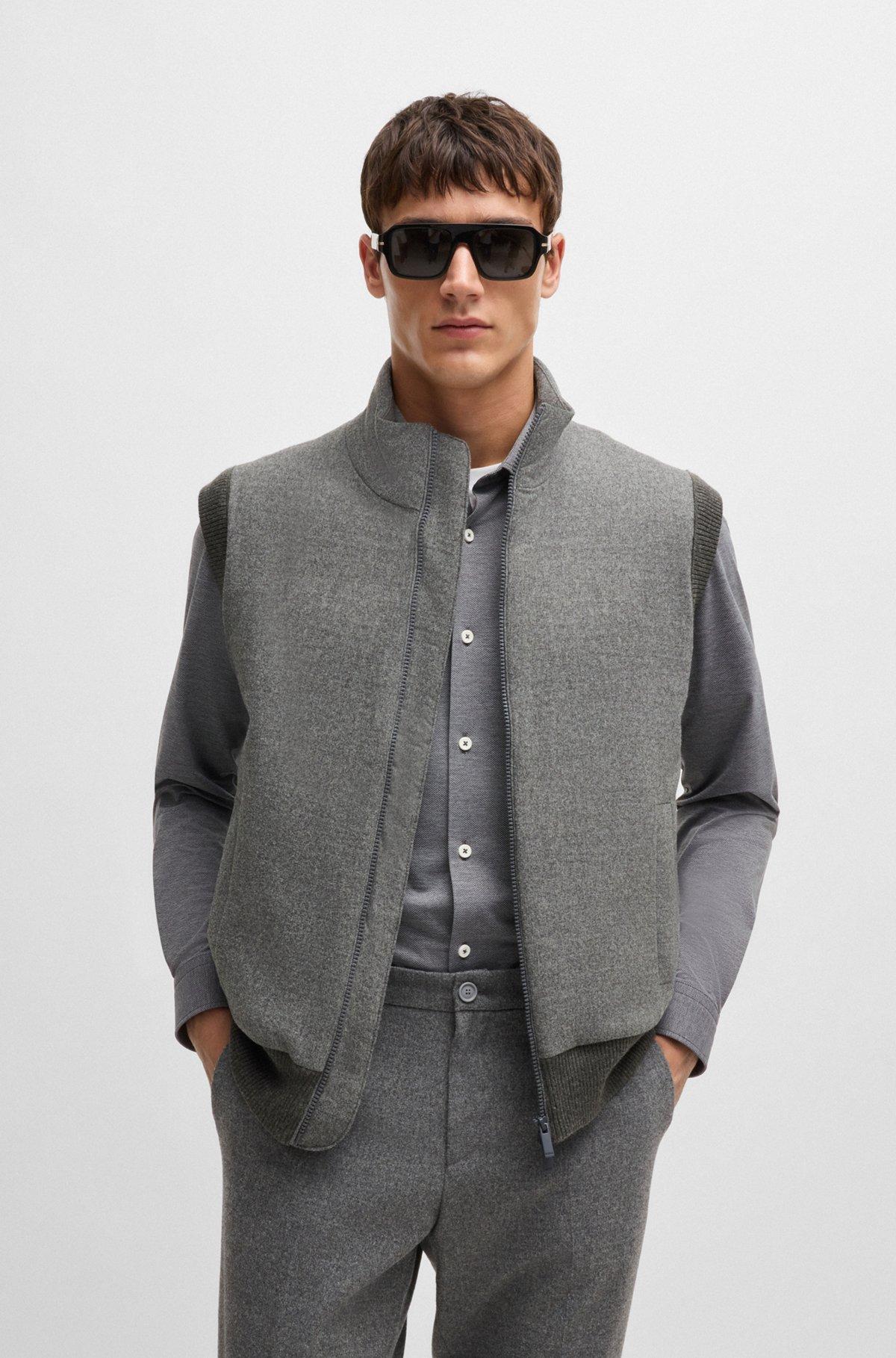 Regular-fit gilet with brushed-flannel front Product Image