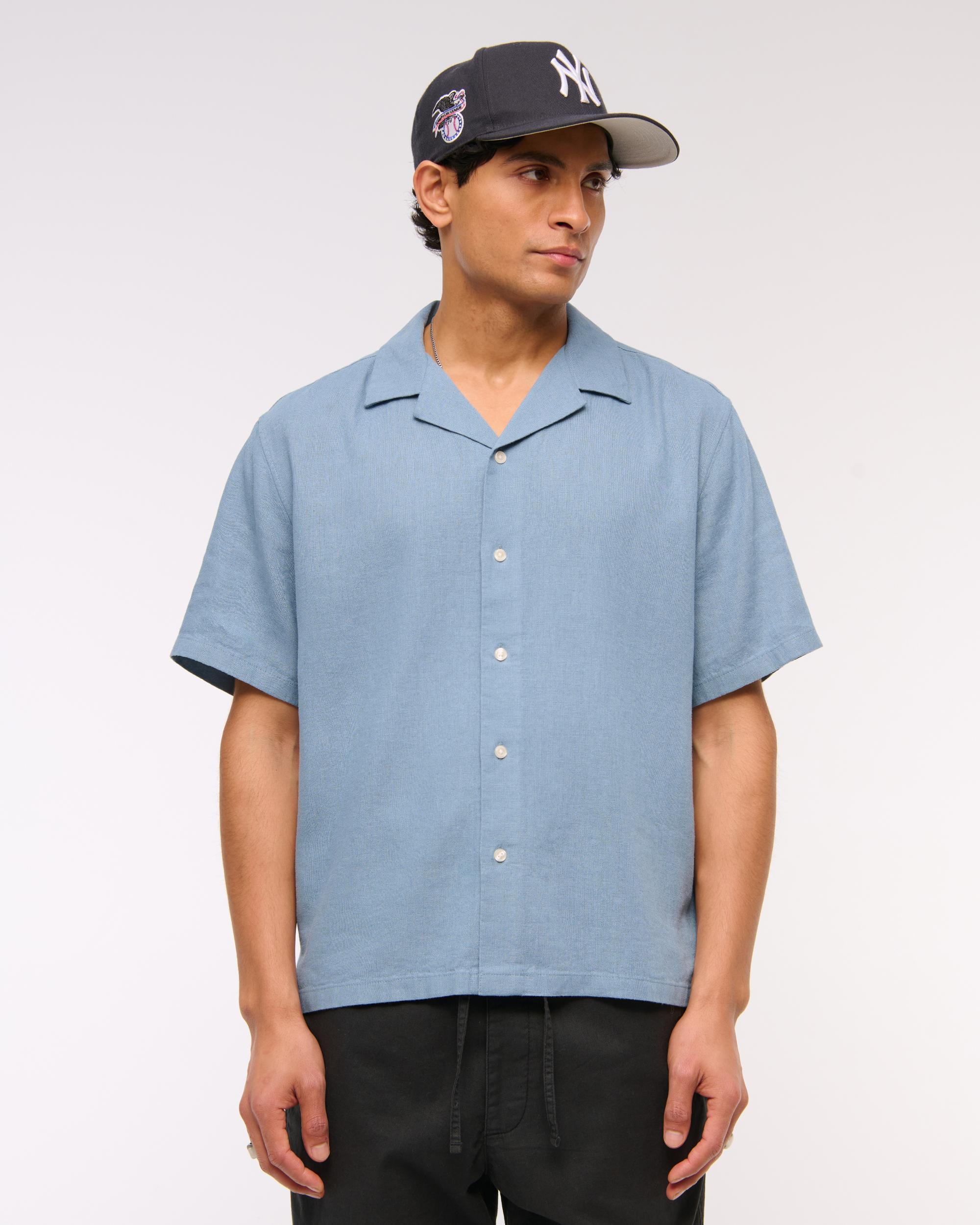 Camp Collar Summer Linen-Blend Shirt Product Image