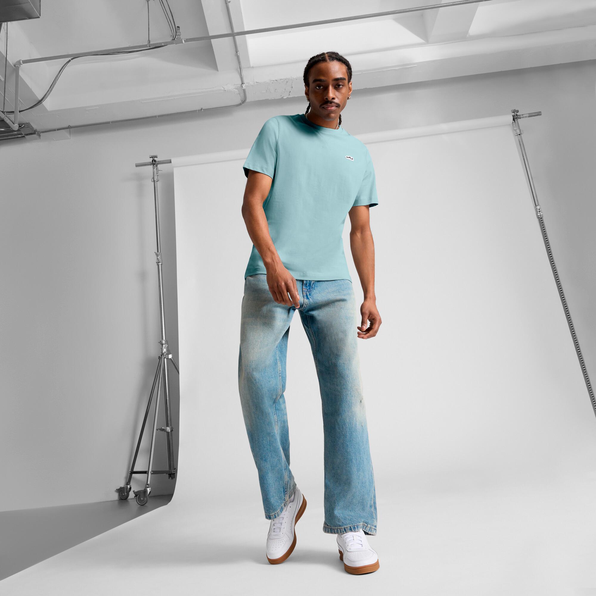 WARDROBE ESSENTIALS Suede Logo Men's Tee Product Image