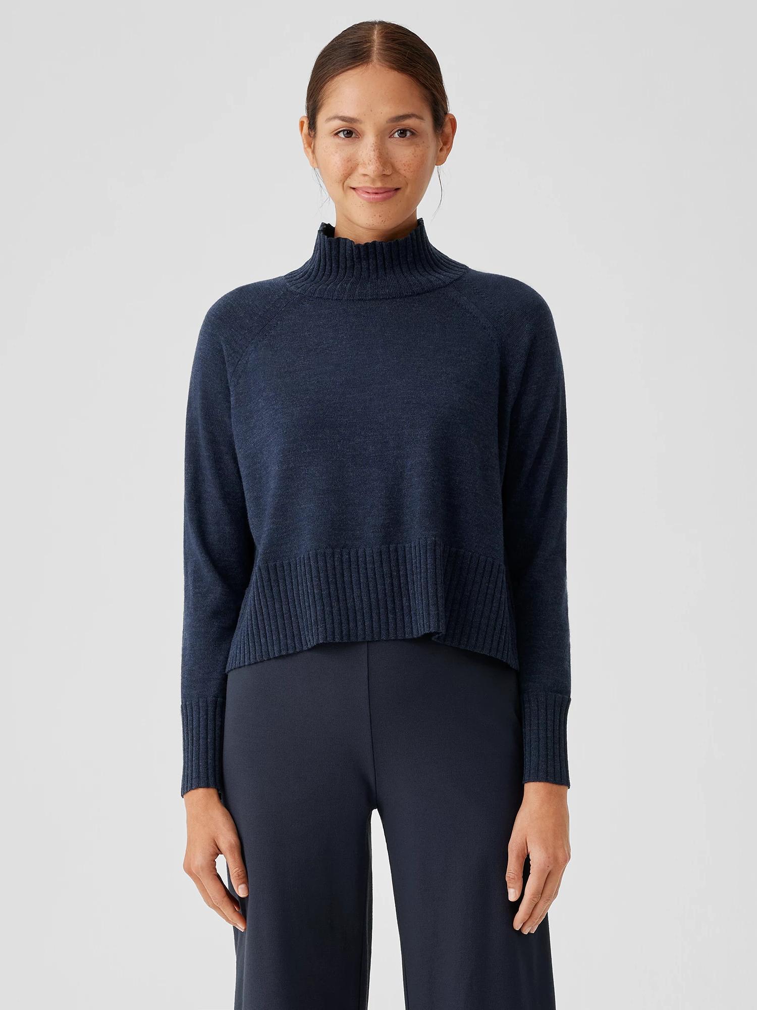 Merino Jersey Turtleneck Top in Regenerative Wool Product Image