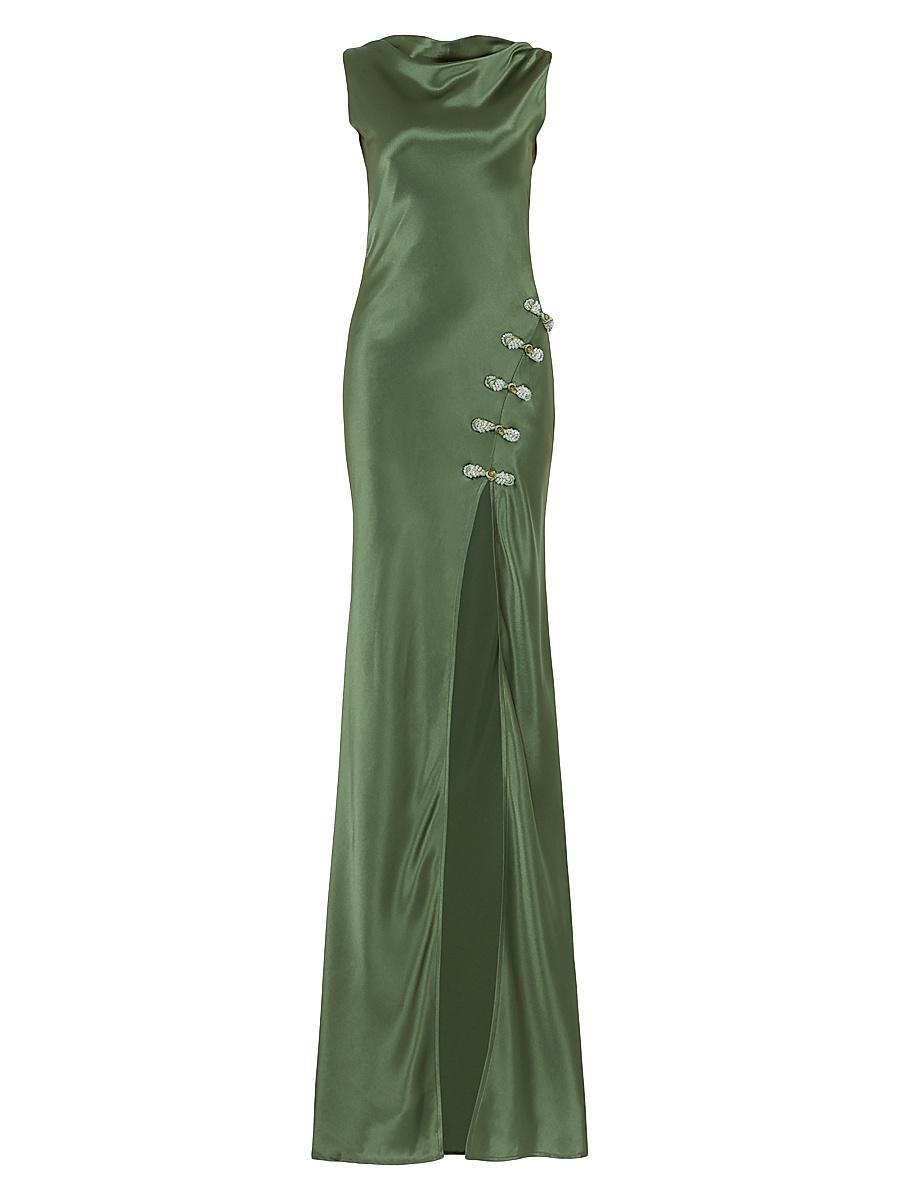 Womens Priscilla Satin Open-Back Gown Product Image