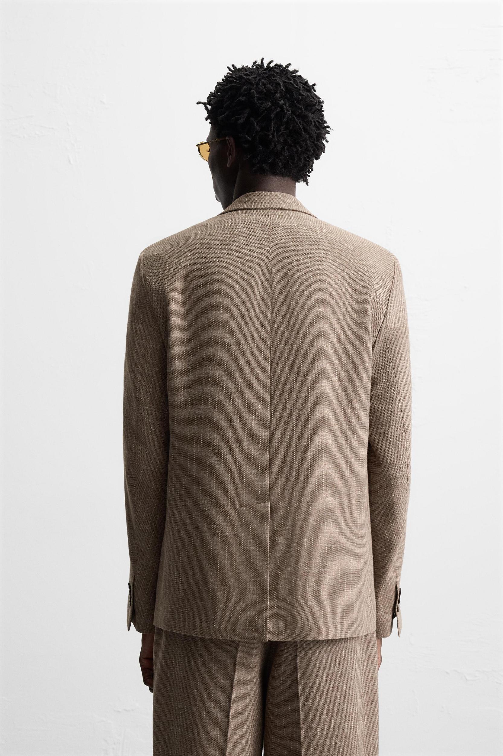 STRIPED TEXTURED SUIT BLAZER Product Image