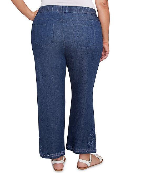 Ruby Rd. Plus Size Straight Leg Embroidered Eyelet Hem Pull-On Pants Product Image