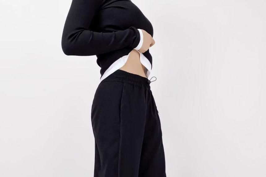 High Waist Plain Wide Leg Sweatpants Product Image