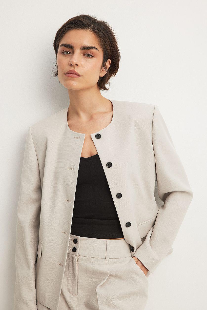 Oversized Round Neck Blazer Product Image
