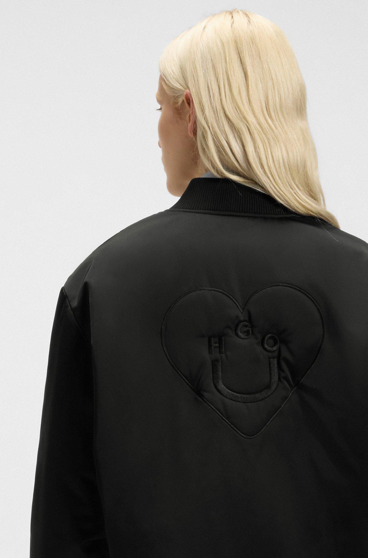 Padded varsity-style jacket with Happy HUGO logos Product Image