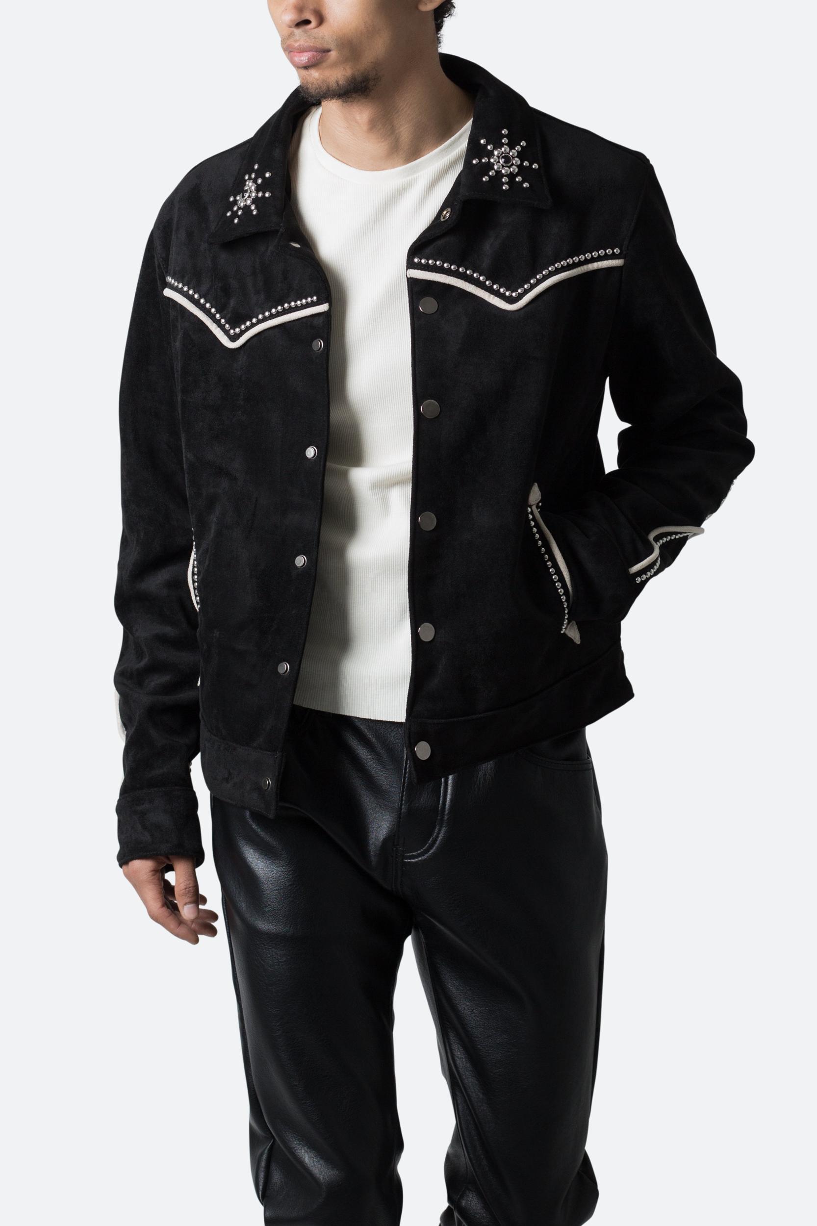 Suede Collared Jacket - Black Product Image