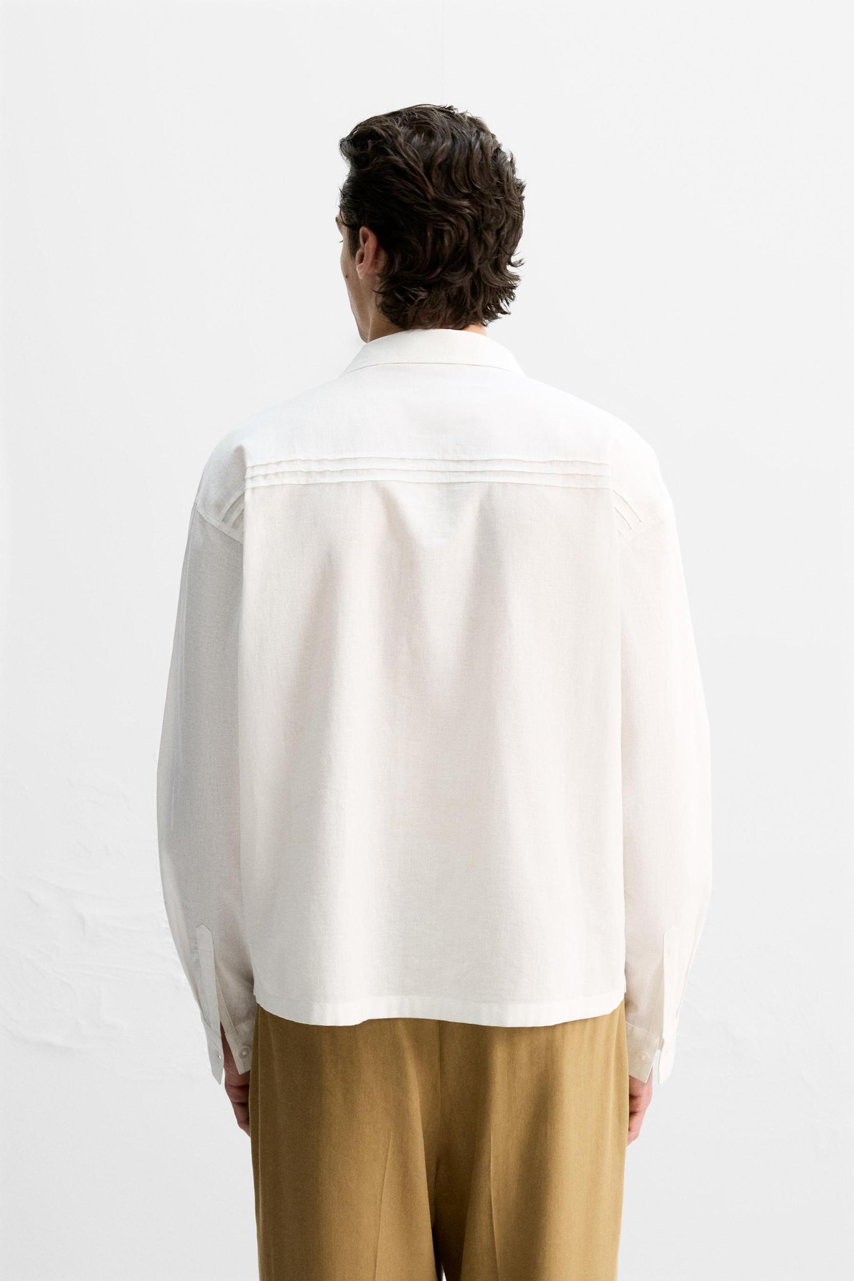 COTTON - LINEN TUCKED SHIRT Product Image