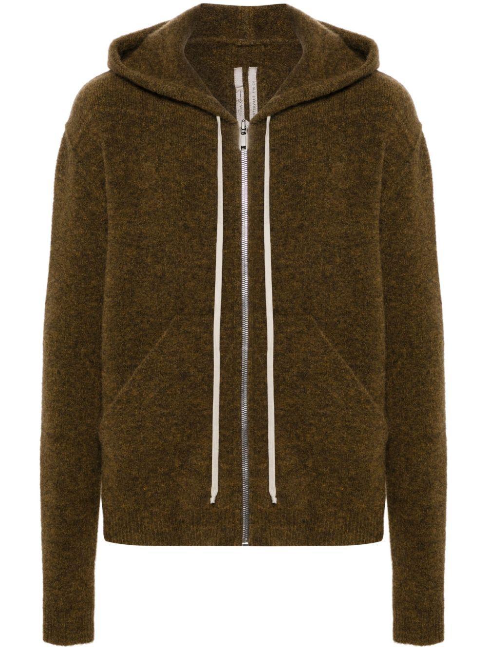 RICK OWENS Brown Zipped Hoodie Product Image