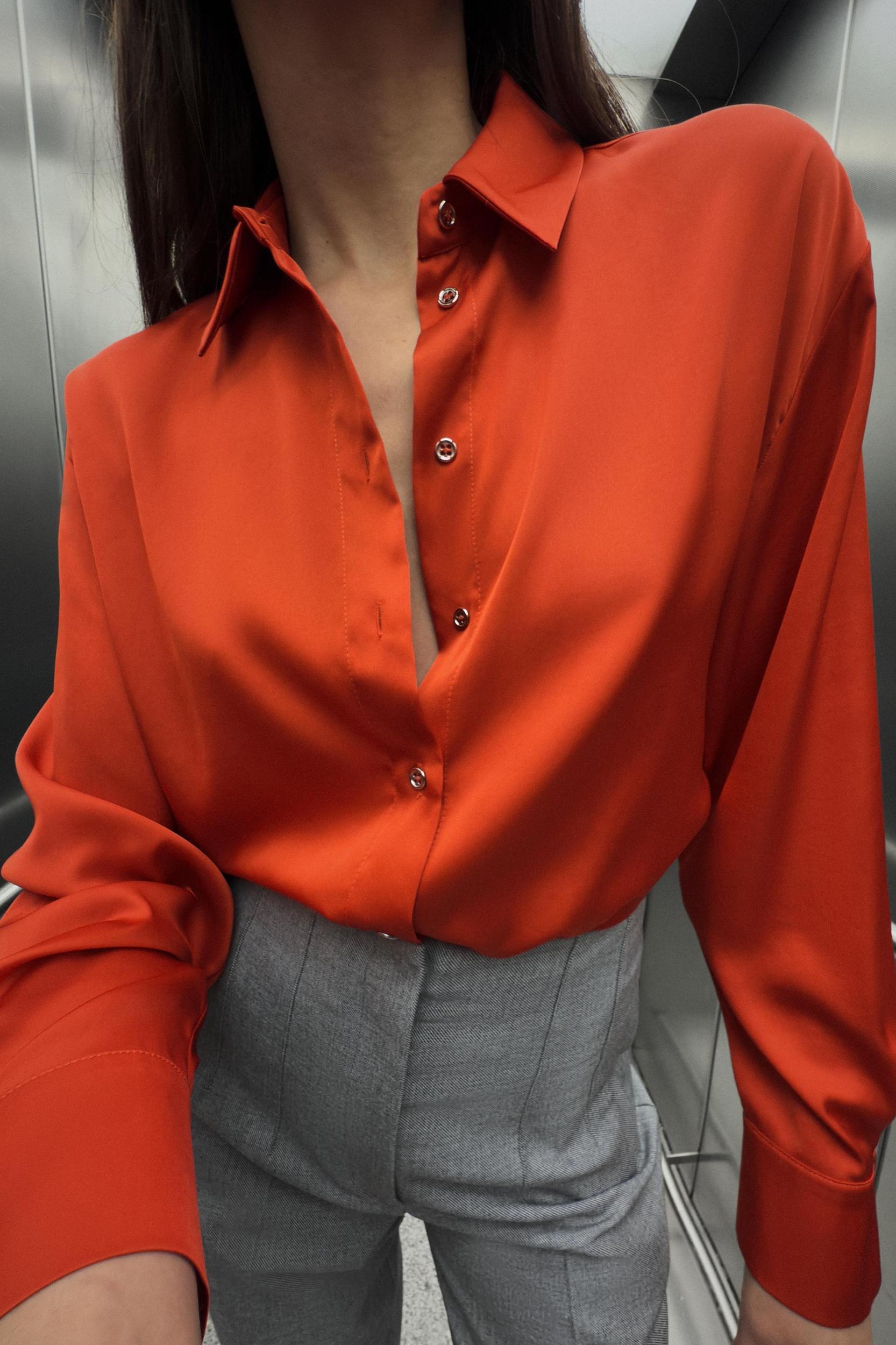 FLOWY SATIN EFFECT SHIRT Product Image