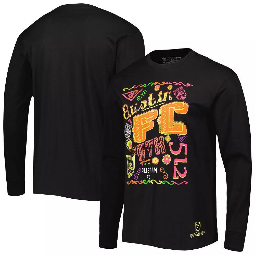 Men's Mitchell & Ness Black Austin FC Papel Picado Long Sleeve T-Shirt, Size: XL, Afc Black Product Image