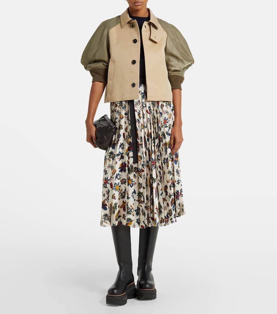 SACAI Paneled Cotton-blend Jacket In Beige Product Image