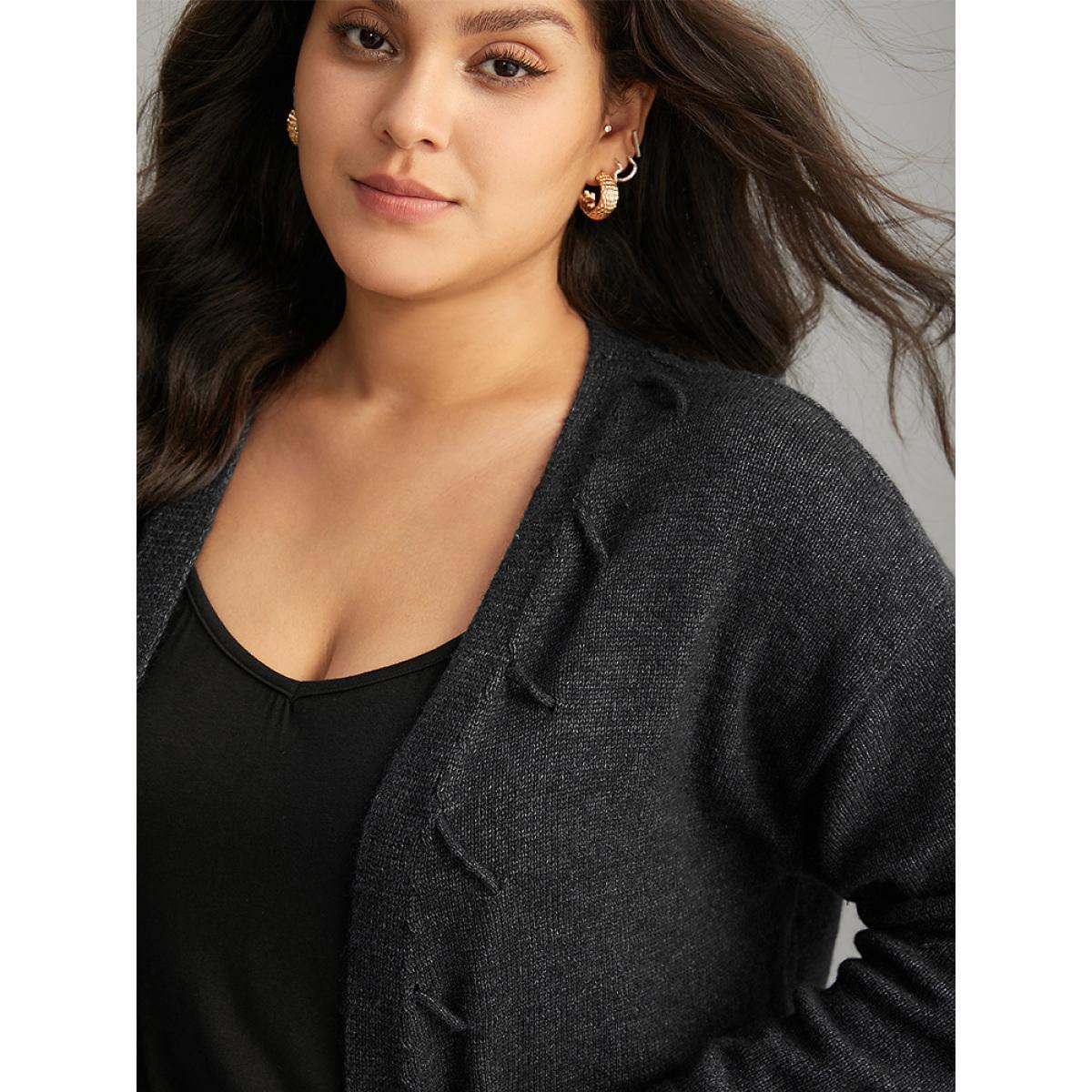 Plus Size Supersoft Essentials Textured Heather Pocket Cardigan Black Women Casual Loose Long Sleeve Everyday Cardigans BloomChic 12/L Product Image