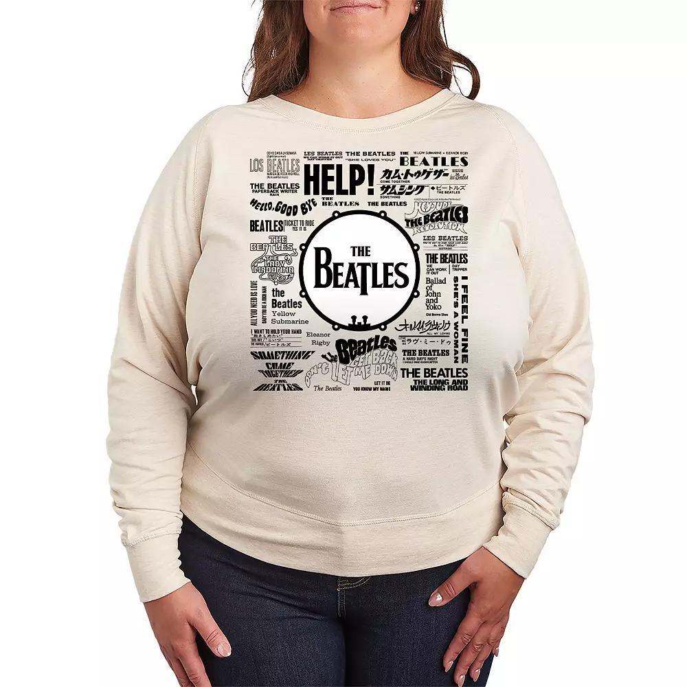 Plus Size The Beatles Singles French Terry Long Sleeve Tee, Women's, Size: 3XL, Beige Product Image