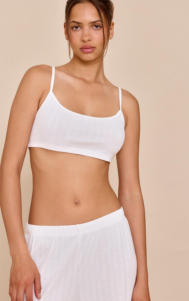 White Pointelle Pj Bralette Product Image