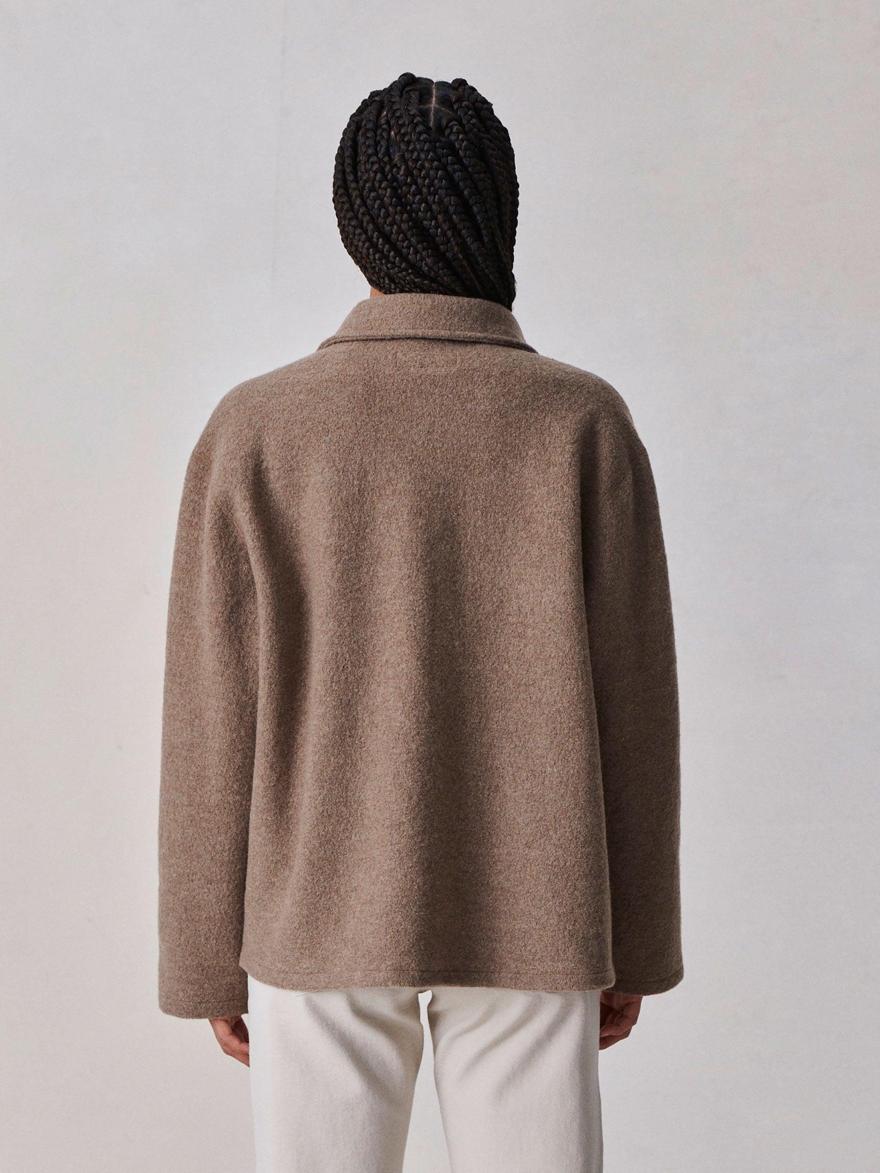 Marled Deep Khaki Felted Field Shirt Product Image