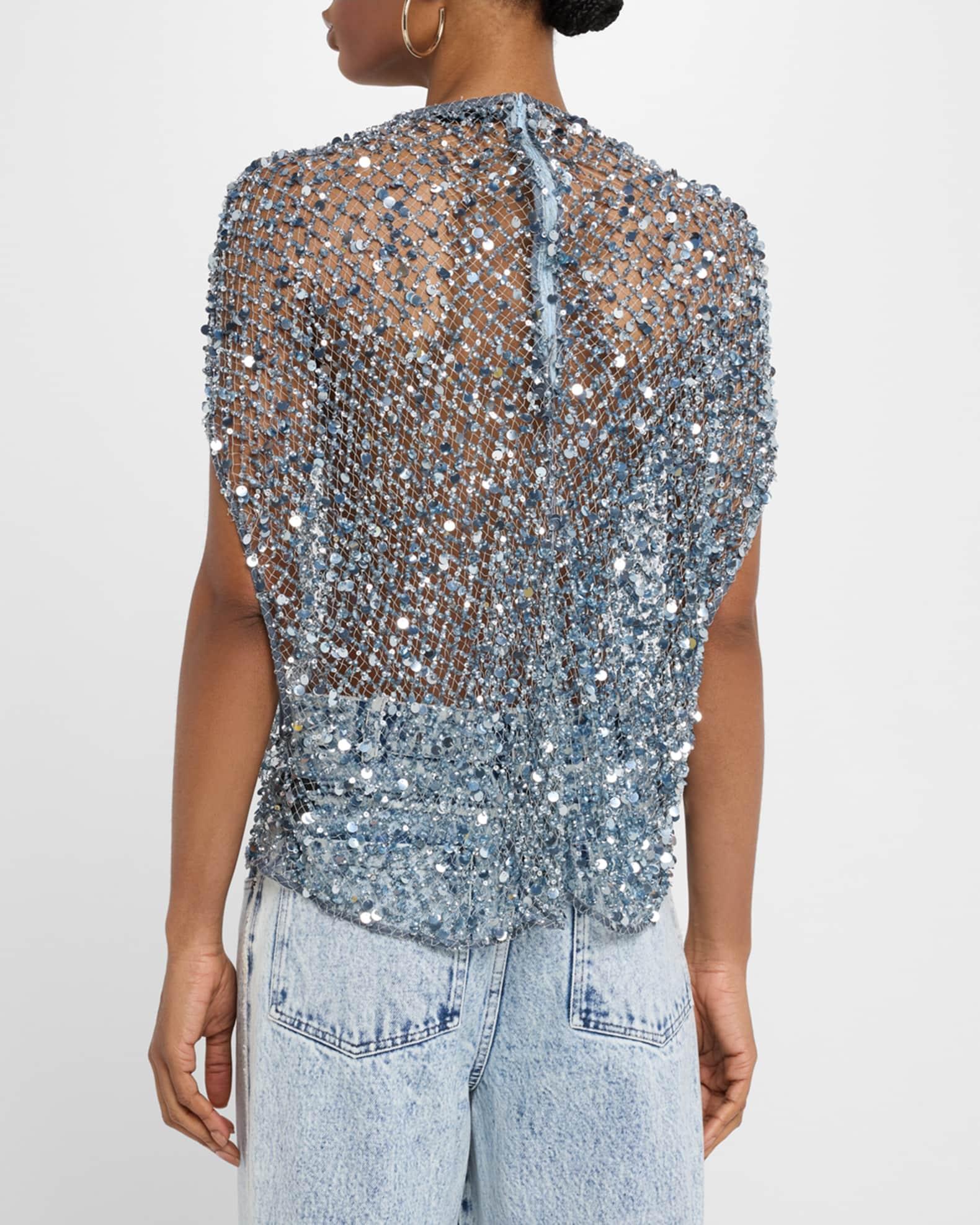 Sequin Net Mesh Cape Top Product Image