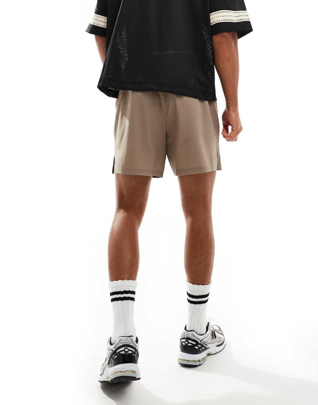 4505 ripstop running shorts with zippered side pockets in taupe gray  Product Image