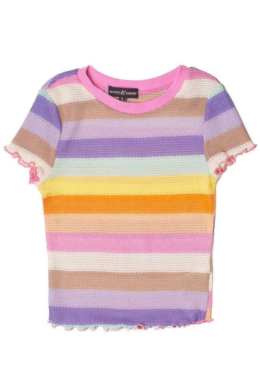 Crochet Stripe Lettuce Edge Tee Product Image