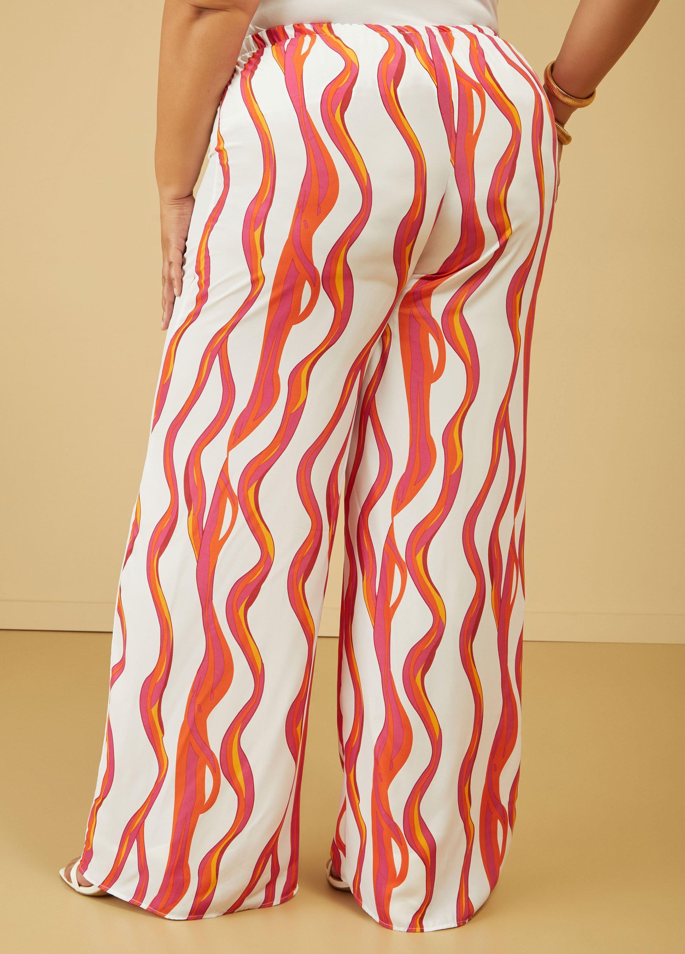 Wavy Print Wide Leg Pants Product Image