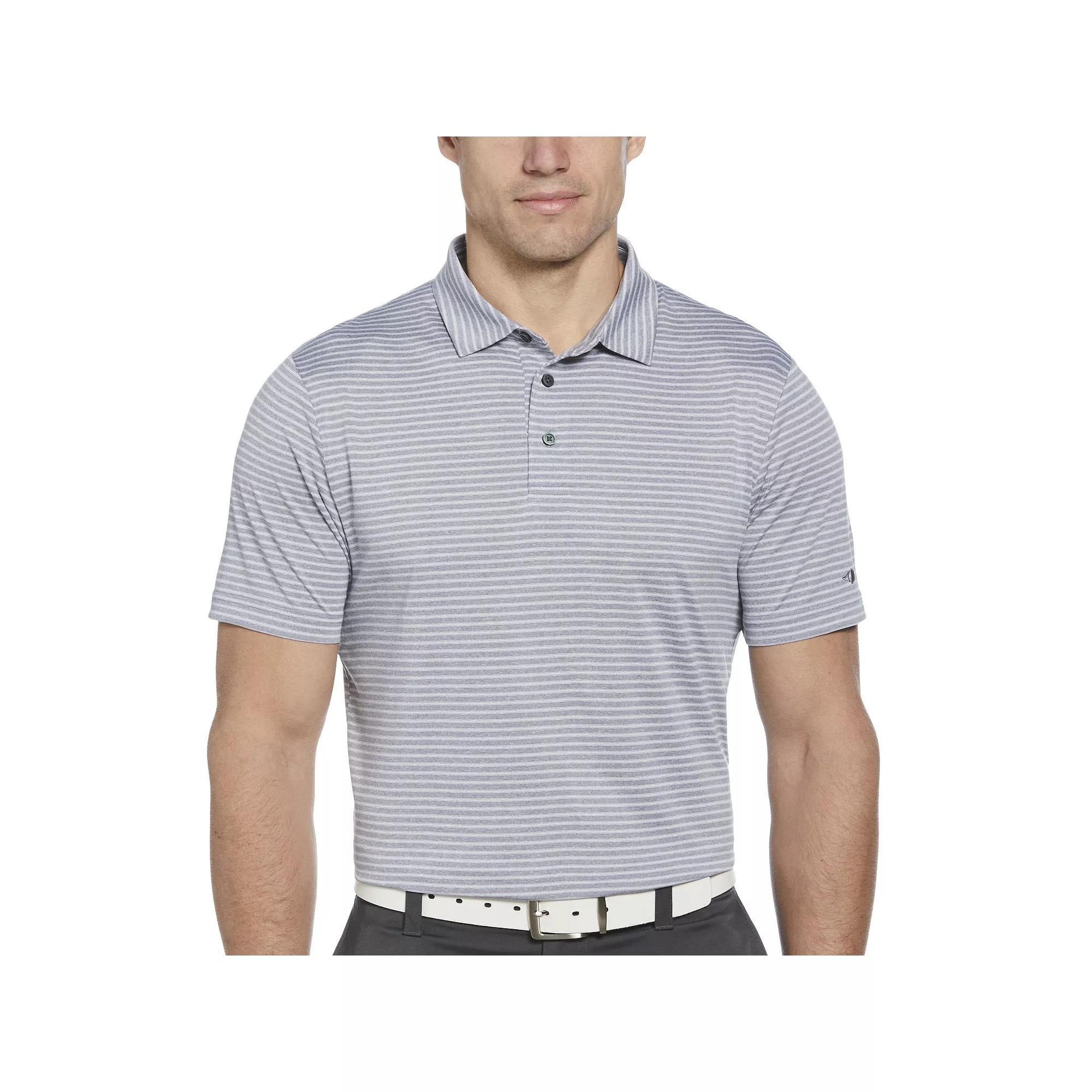 Men's Grand Slam Grand Slam Heather Stripe Short Sleeve Slim Fit Golf Polo Shirt, Size: XXL, Tradewinds Grey Product Image