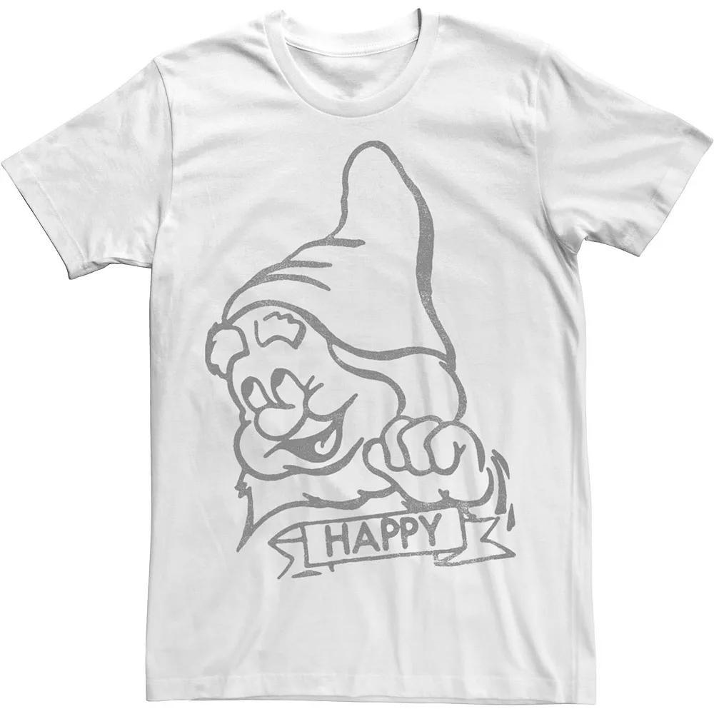 Disney's Snow White Happy Line Art Big Face Men's Tee,  Product Image