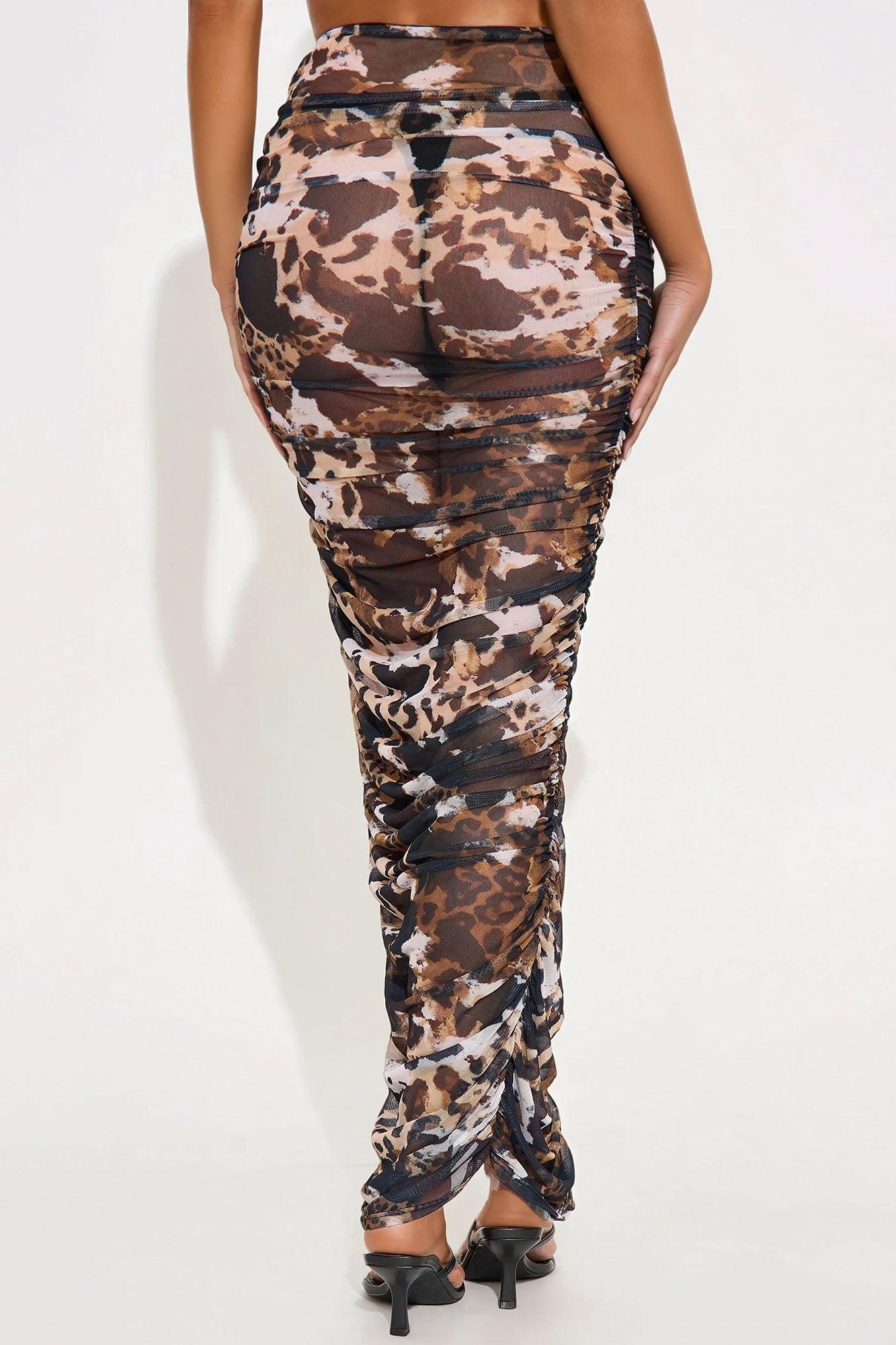 Chasing You Mesh Maxi Skirt - Brown/combo Product Image