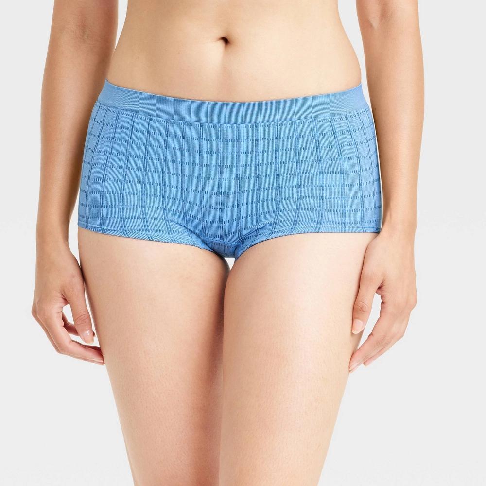 Womens Seamless Boy Shorts - Auden Blue Twilight Plaid XL Product Image