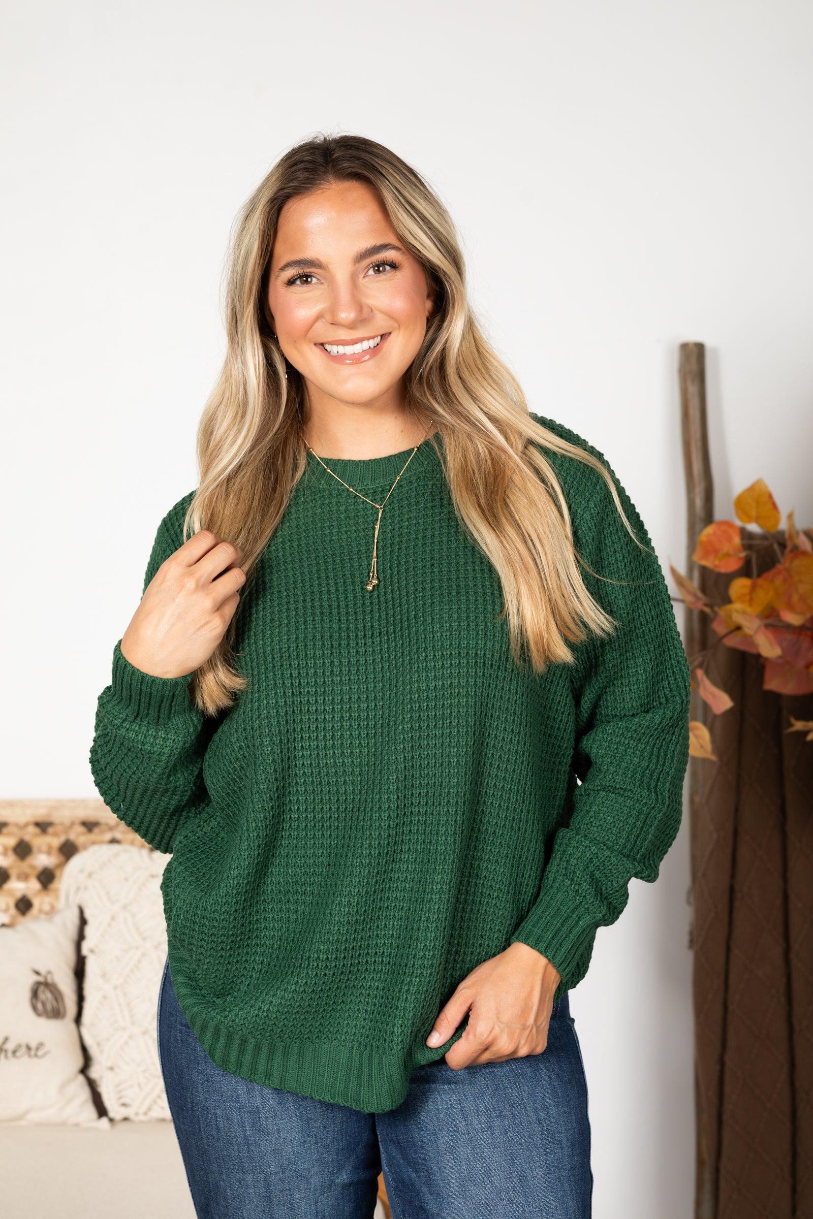 Waffle Knit Round Hem Sweater Product Image